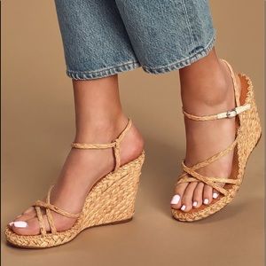 Dolce vita Nadine light natural raffia wedges NWT